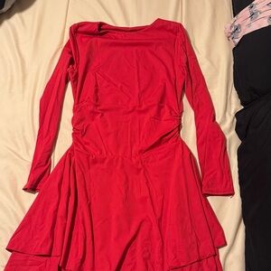 Source Unknown Vibrant Red Long Sleeve Dress